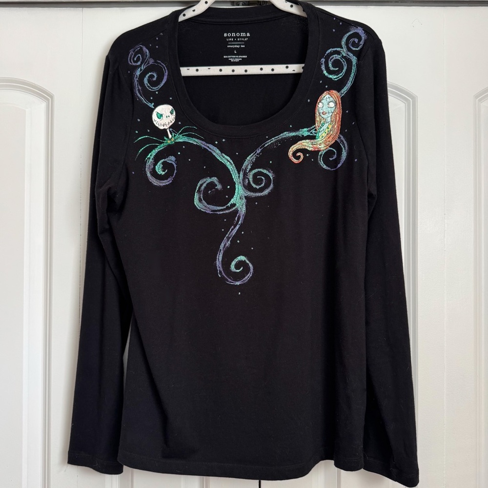 Beautiful hand-painted The Nightmare Before Christmas shirt